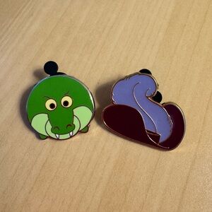 Disney Pins - Set of 2 Peter Pan Pins Captain Hook Hat Crocodile Tsum Tsum Pins
